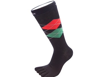 TOETOE - Men's Argyle Toe Socks – Mid-Calf Cotton Five Finger Socks