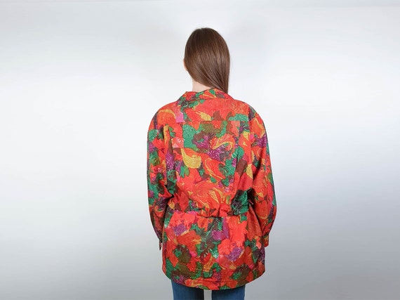 Vintage women jacket | zip up side pockets | flor… - image 4