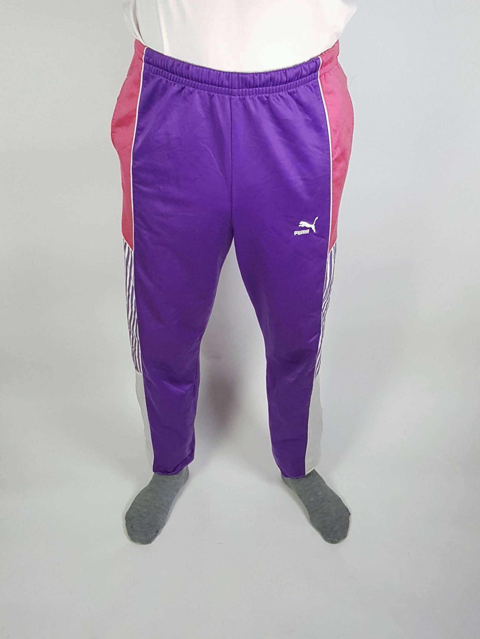 Original PUMA Workout Pants Vintage Elastic Waist Shell Pants Trefoil