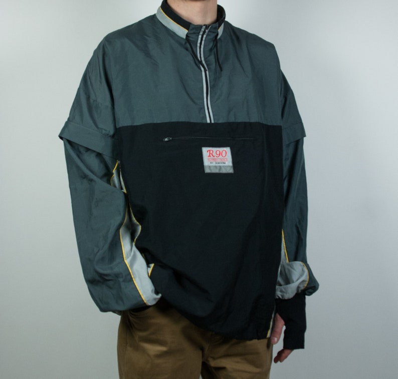 Vintage Windbreaker Athletic Jogging Jacket Full Zip Sport Coat Color