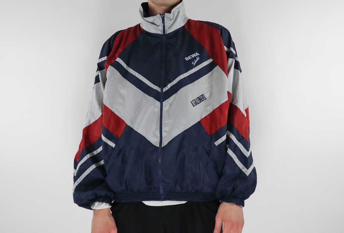 Vintage Sports Jacket Navy Full Zip Sports Jacket Urban Style Athletic