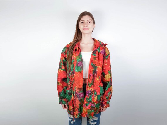 Vintage women jacket | zip up side pockets | flor… - image 5