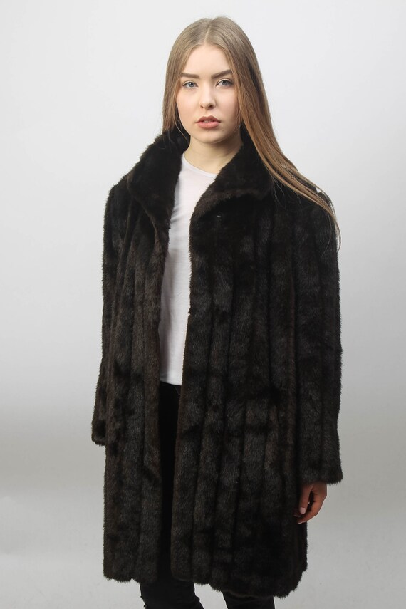 Brown Faux fur Coat | Vintage Fake Fur Coat | Wome