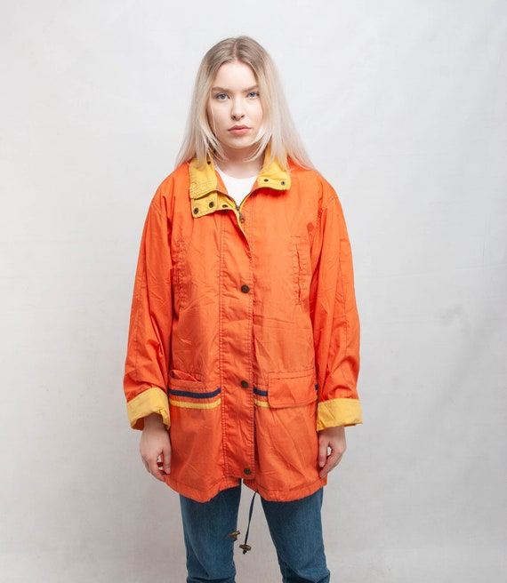 Vintage women jacket | button up side pockets ora… - image 1
