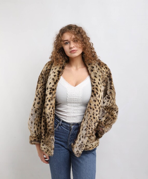 Faux fur coat | Mid Waist | Vintage leopard patter