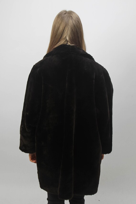 Faux fur Coat | Vintage Dark Brown Fake Fur Coat … - image 3