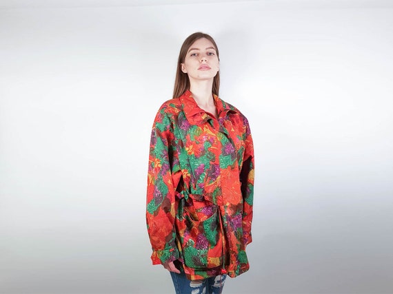 Vintage women jacket | zip up side pockets | flor… - image 3