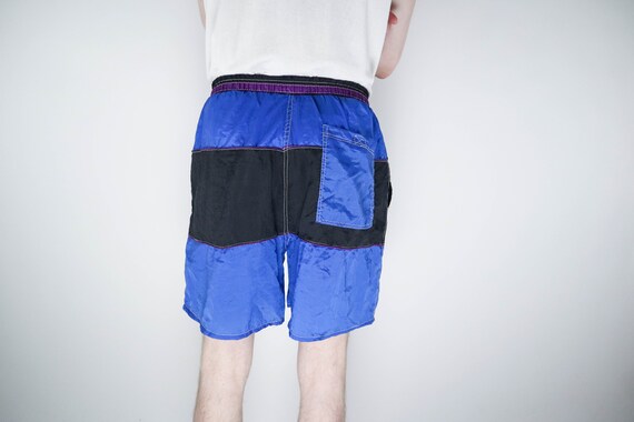 90's Bright Blue Elastic Waist Men Shorts Indie Print | Etsy
