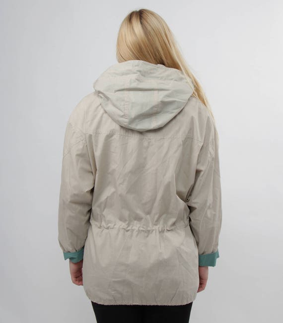 Vintage beige women jacket zip up side pockets sp… - image 4