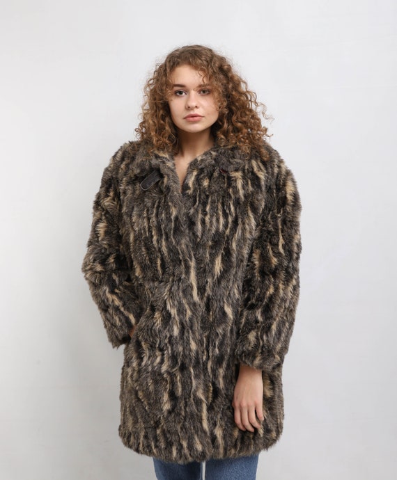 Leopard Print Faux Fur Coat, Animal Print Full Length Fake Fur Coat for  Women, Fluffy Boho Fur Coat, Vegan Fur, Belted Beige Faux Fur Coat 