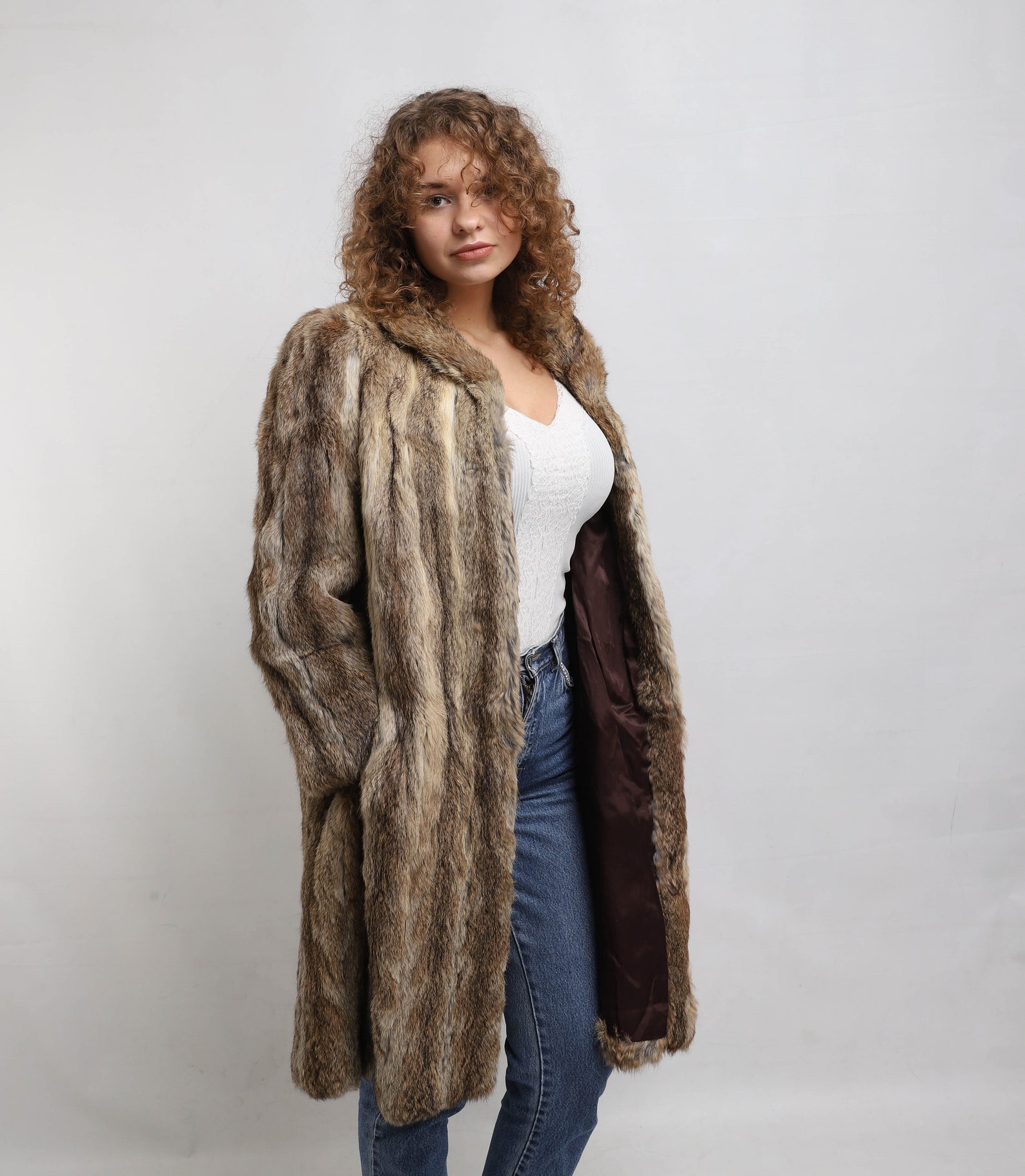 Ponzo In Pelliccia Di Coniglio Vera - Loose Fit, Elegante Per Occasioni Formali E Casual - Foto 9