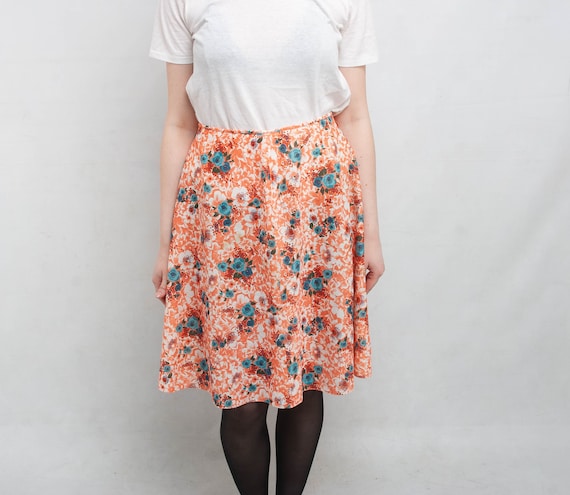 Classic Floral Pattern Vintage Skirt 80s Long Skirt Summer Etsy