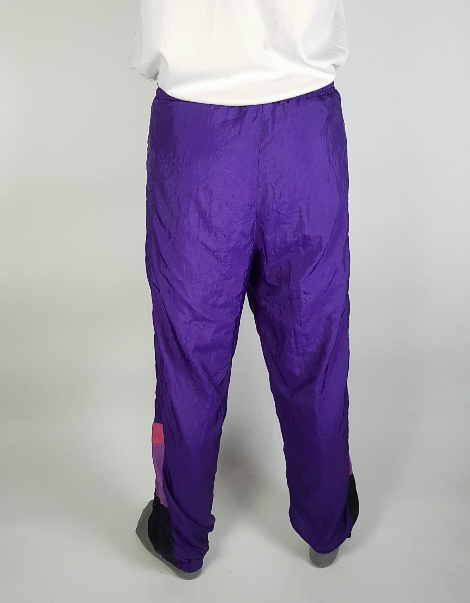 90's Retro Wide Windbreaker Pants Dark Purple Sweatpants | Etsy