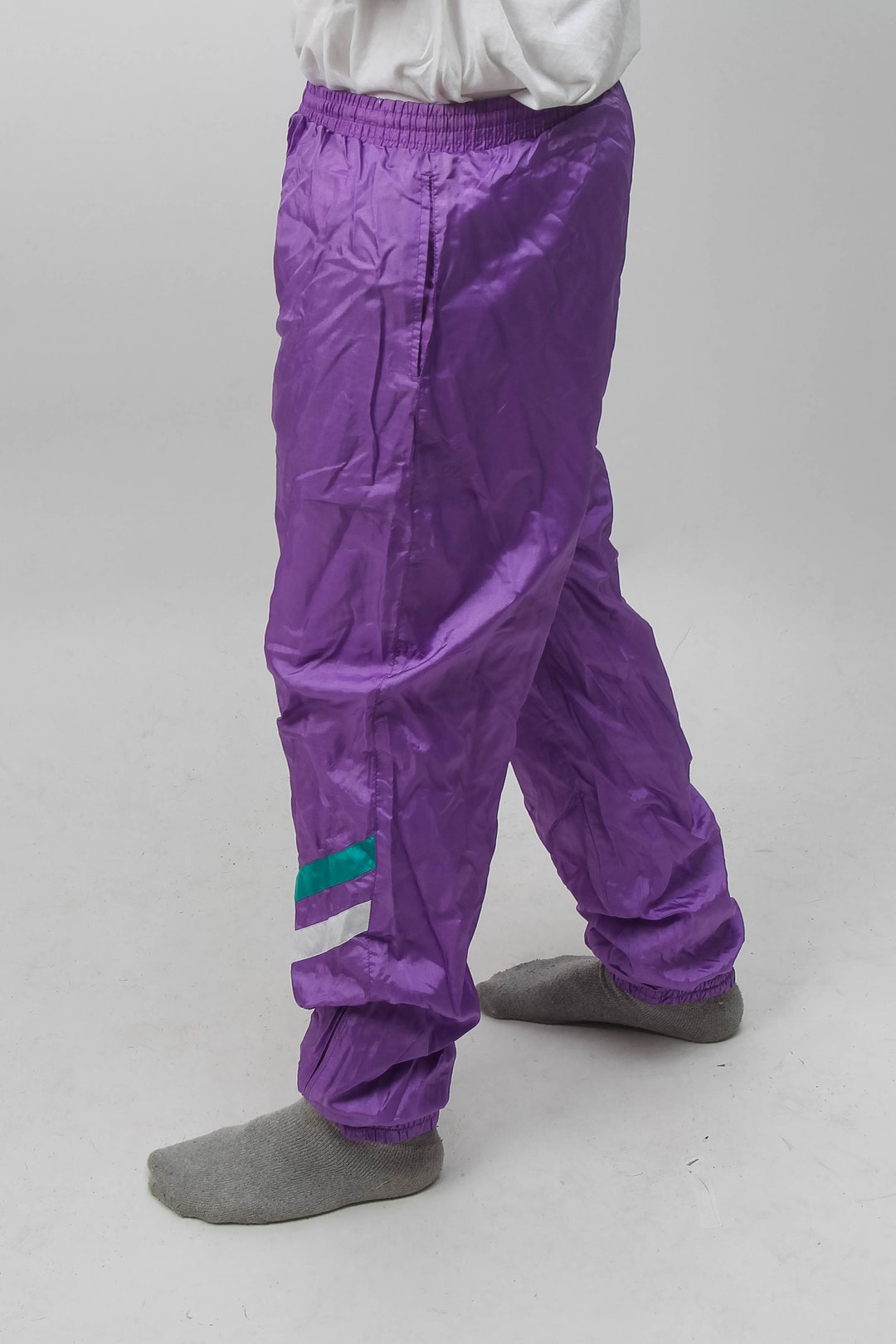 Vintage Elastic Waist Shell Pants Trefoil Retro Track Shell Suit Sports