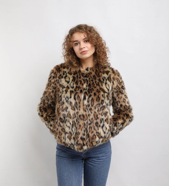 Faux fur coat | Mid Waist | Vintage leopard pelt p