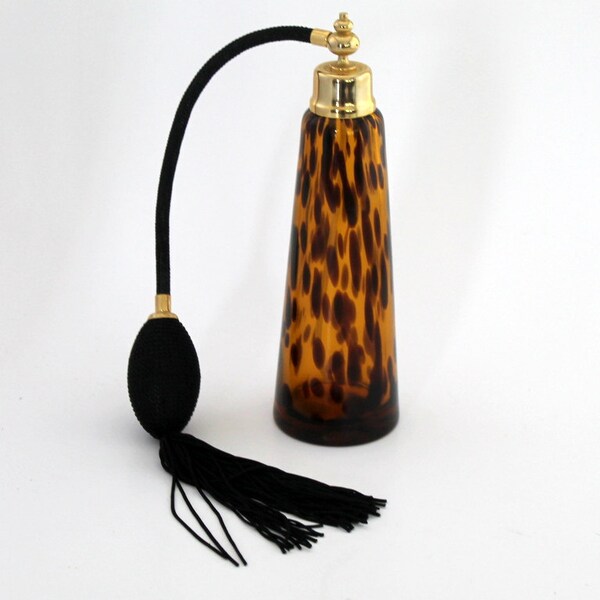 Vintage Perfume Atomizer, Perfume Bottle Atomiser,  Fragrance Room Atomize, Amber Glass Leopard Design