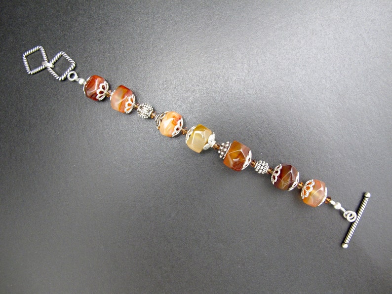 Autumn Colors, Bracelet with heavy Sterling Silver,Multi Colored Stones and sterling bead caps image 4