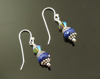 Blue Earrings, Lapis and Sterling Earrings