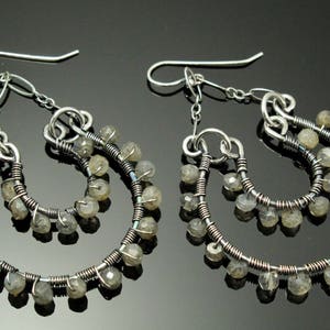 Wire Wrapped Earring with Sterling and Labradorite image 2