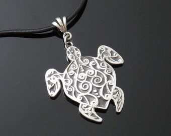 Turtle Necklace Handcrafted Fine Silver