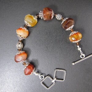 Autumn Colors, Bracelet with heavy Sterling Silver,Multi Colored Stones and sterling bead caps image 2