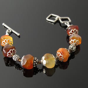Autumn Colors, Bracelet with heavy Sterling Silver,Multi Colored Stones and sterling bead caps image 1