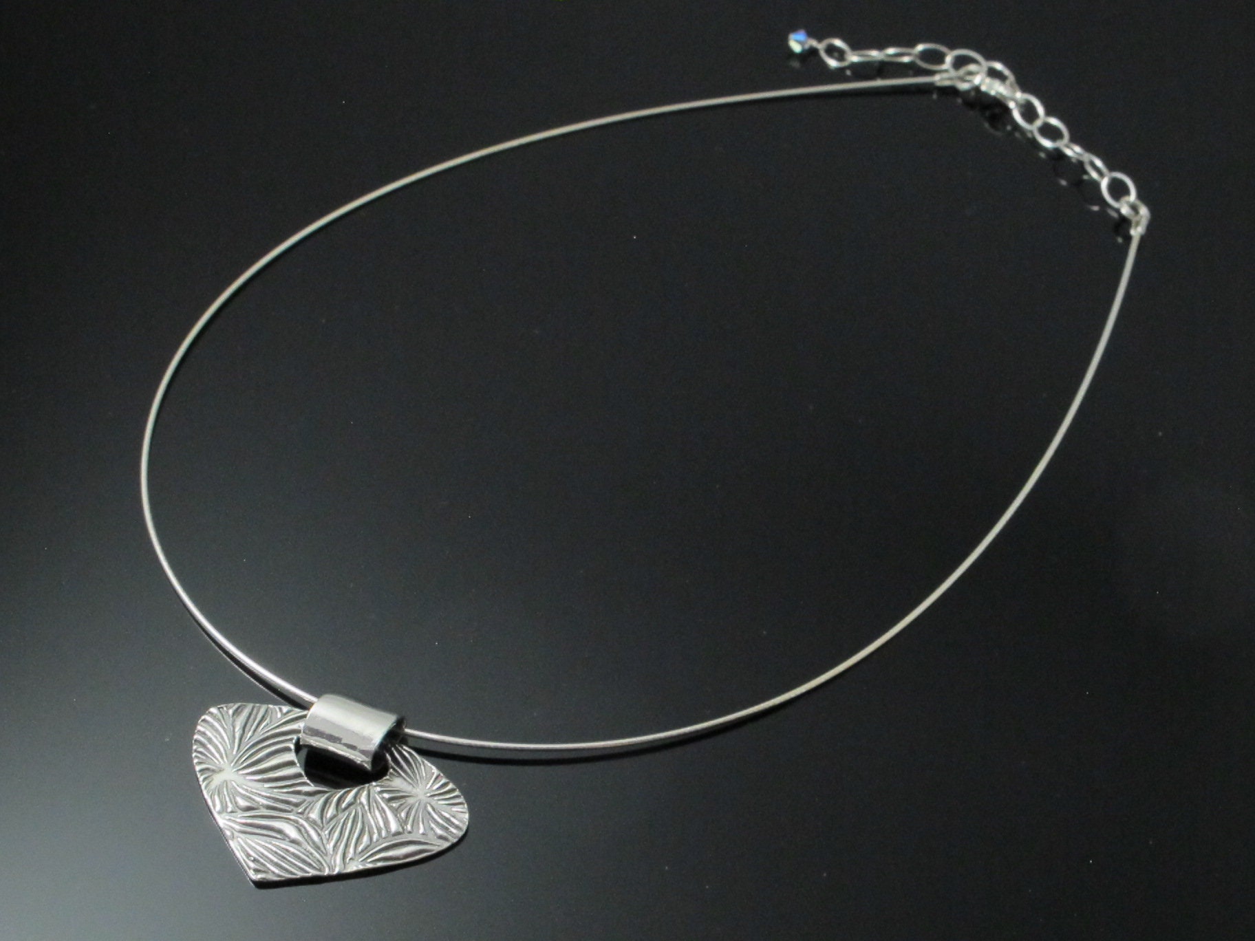 Handmade Fan Pendant Necklace, Fine Silver Fan with Sterling silver Chain