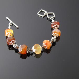 Autumn Colors, Bracelet with heavy Sterling Silver,Multi Colored Stones and sterling bead caps image 5