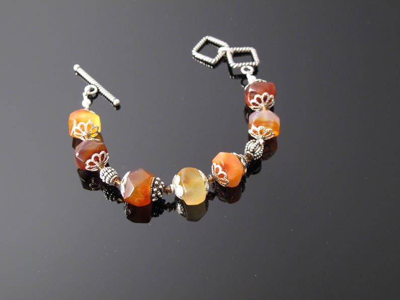 Autumn Colors, Bracelet with heavy Sterling Silver,Multi Colored Stones and sterling bead caps image 5