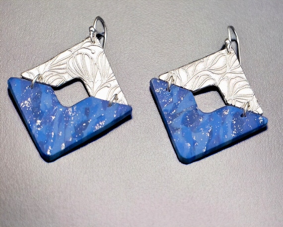 Silver and Blue Earrings