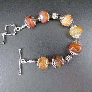 Autumn Colors, Bracelet with heavy Sterling Silver,Multi Colored Stones and sterling bead caps image 3