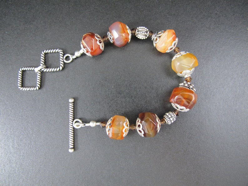 Autumn Colors, Bracelet with heavy Sterling Silver,Multi Colored Stones and sterling bead caps image 3