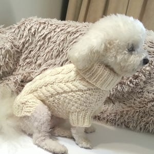 Fisherman's Dog Sweater \\ Cable knit dog sweater \\ Pet Clothing - Small Dogs Clothes \\ Handmade clothes for dogs - BubaDog