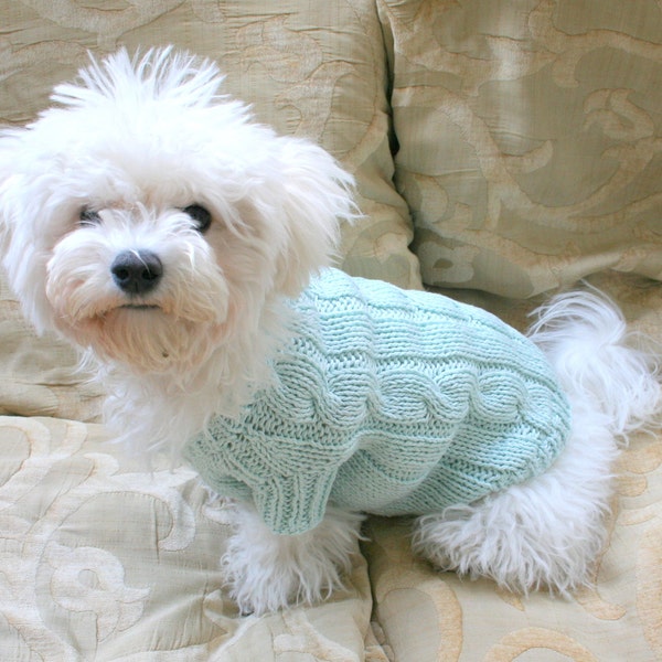 Hand knit cotton dog sweater / small dogs clothes