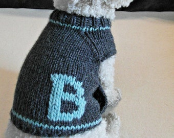 Monogram dog sweater, Letter dog sweater, Personalized dog sweater, Knit dog clothes, Puppy clothes handmade, Dog outfit for small dogs