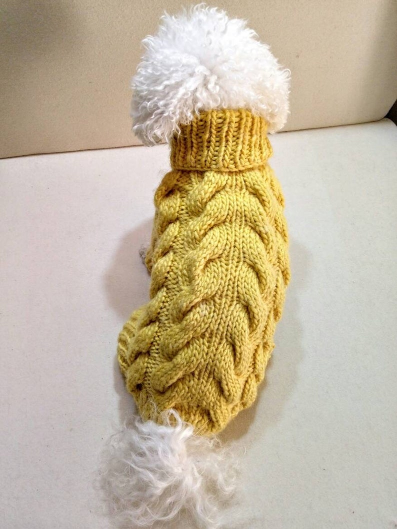 Dog Onesie Hand Knit Dog Overall Yellow Dog Sweater Dog Etsy