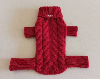 Personalized Dog Jumpsuit / Hand Knit Dog Overall /Pet Dogs Clothing Handmade by BubaDog