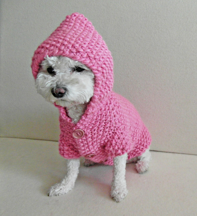 Dog Pink Hoodie Sweater Hand Knit Pet Clothing Small Dog Etsy