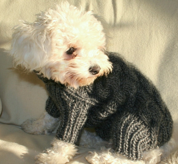 Cable Knit Dog Overall, Knitted Dog Sweater, Designer Dog