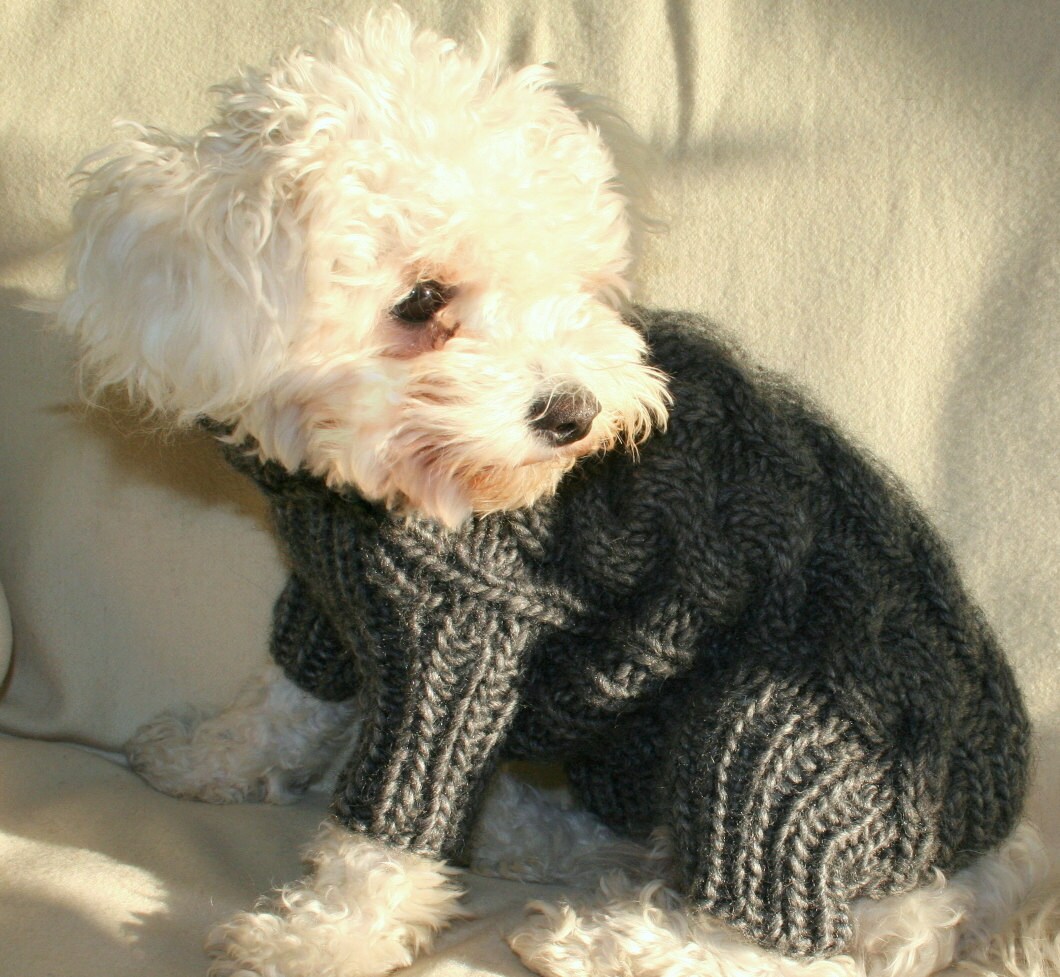 Cable Knit Dog Overall, Knitted Dog Sweater, Designer Dog