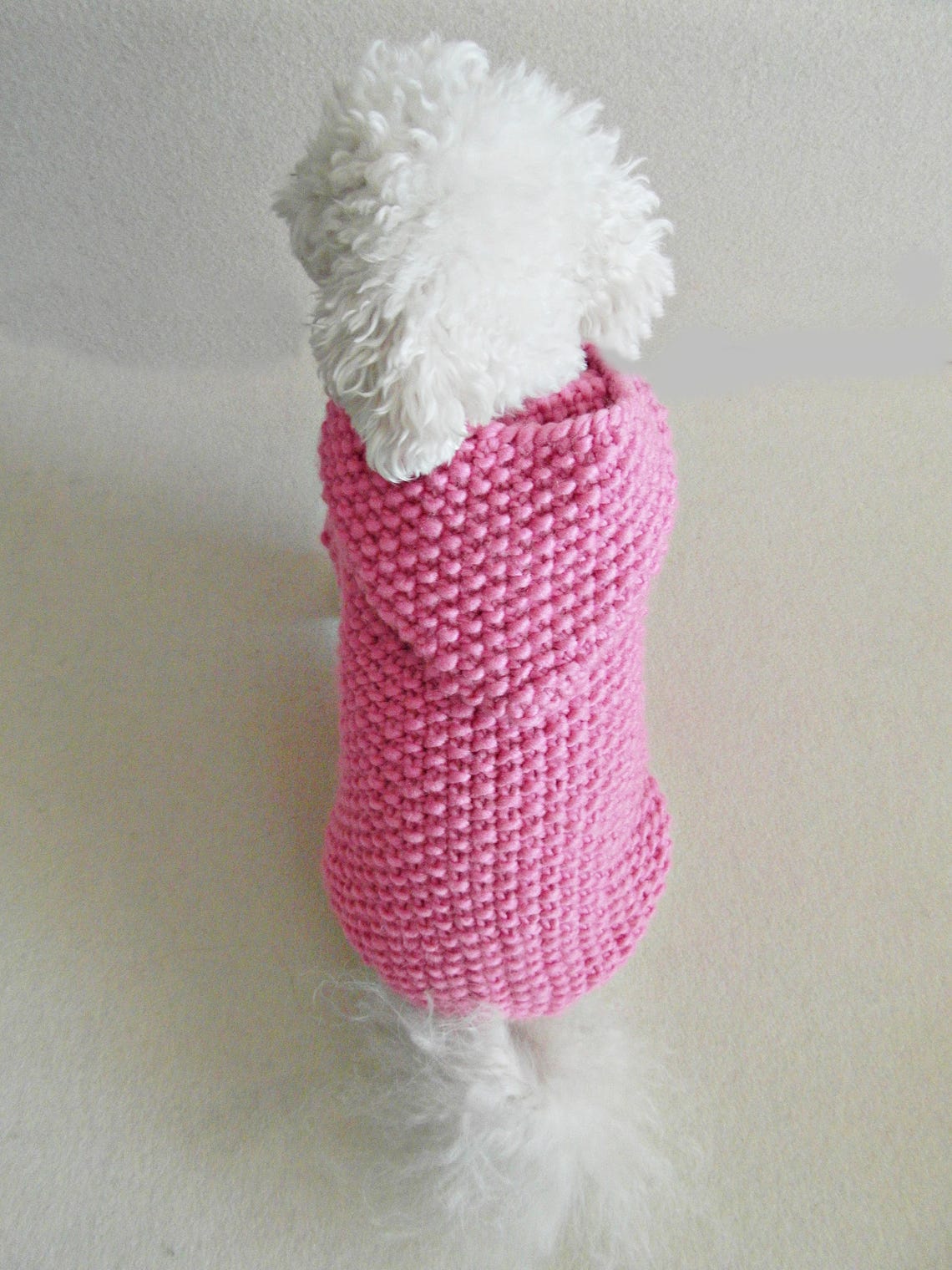 Dog Pink Hoodie Sweater Hand Knit Pet Clothing Small Dog Etsy