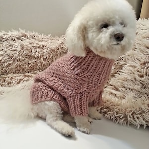 Dog Sweater - Knit Dog clothes - Dusty Rose Dog Sweater - Small dog Clothes - Handmade Pet Clothing / BubaDog clothing