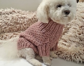 Dog Sweater - Knit Dog clothes - Dusty Rose Dog Sweater - Small dog Clothes - Handmade Pet Clothing / BubaDog clothing