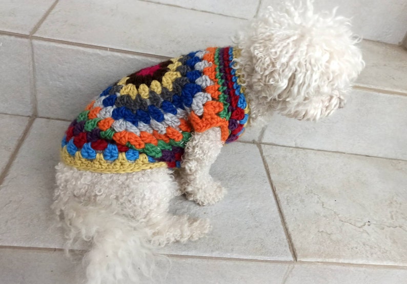 Granny Square Dog Sweater Crochet Dog Sweater Patchwork Etsy