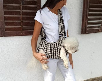 Dog sling / Pet carrier / Crochet dog carrier / Pet sling / Ready to wear /BubaDog pet sling carriers