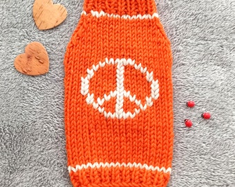 PEACE Dog Sweater, Knit Dog Sweater, Small Dog Coat, Warm Dog Outfit, Clothes For Dogs, Dog Pullover, Knitted Pet Sweater, Dog Jumper