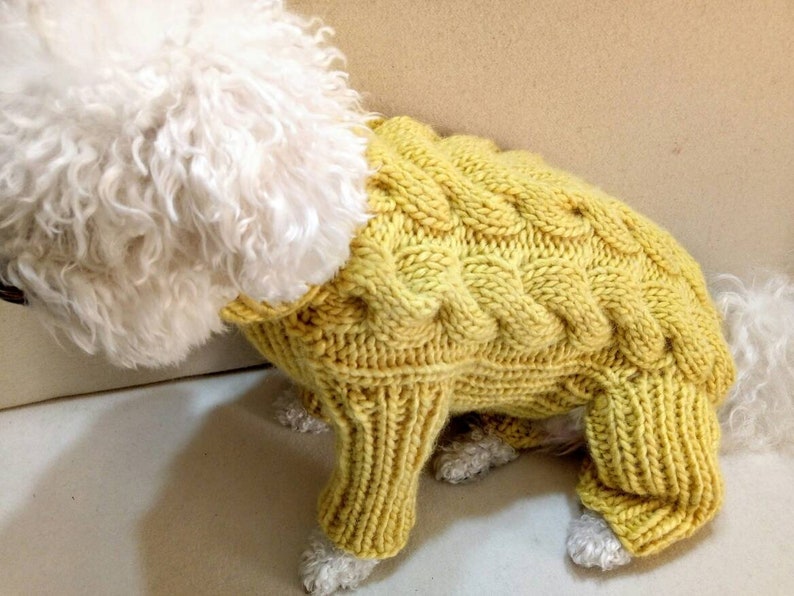 Dog Onesie Hand Knit Dog Overall Yellow Dog Sweater Dog Etsy
