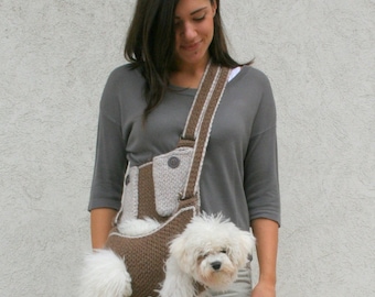 Pet carrier / Crochet dog carrier / Dog sling carrier with pockets / BubaDog pet carriers