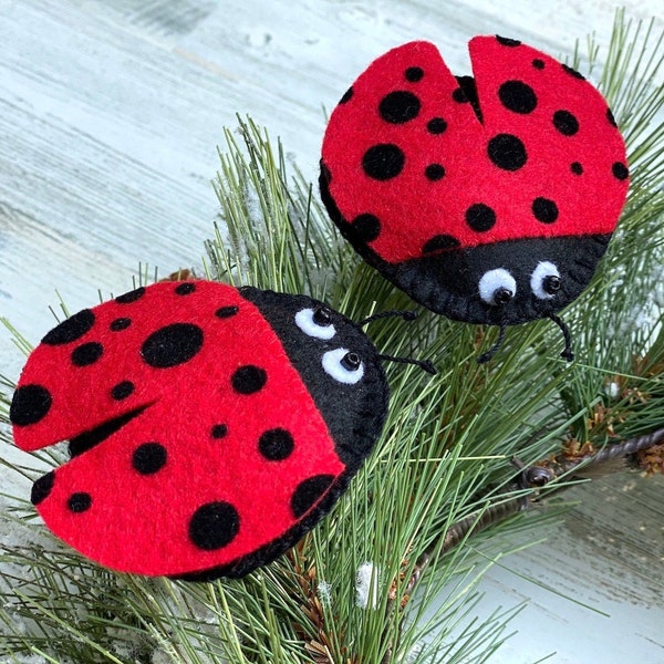 Ladybug - Spring Mothers Day Gift - Lucky Christmas Tree Ornament - Felt Lady Bug - Stocking Stuffer Under 10 Dollars, Ladybird - Cute Bug