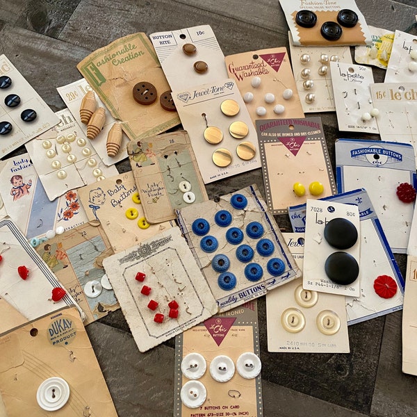 149 + Buttons - Antique Baby Buttons - Pearl, Toggle, Metal, Wood, Red Heart, Adorable Hobby - Vintage Sewing Grab Bag - Scrapbooking Crafts